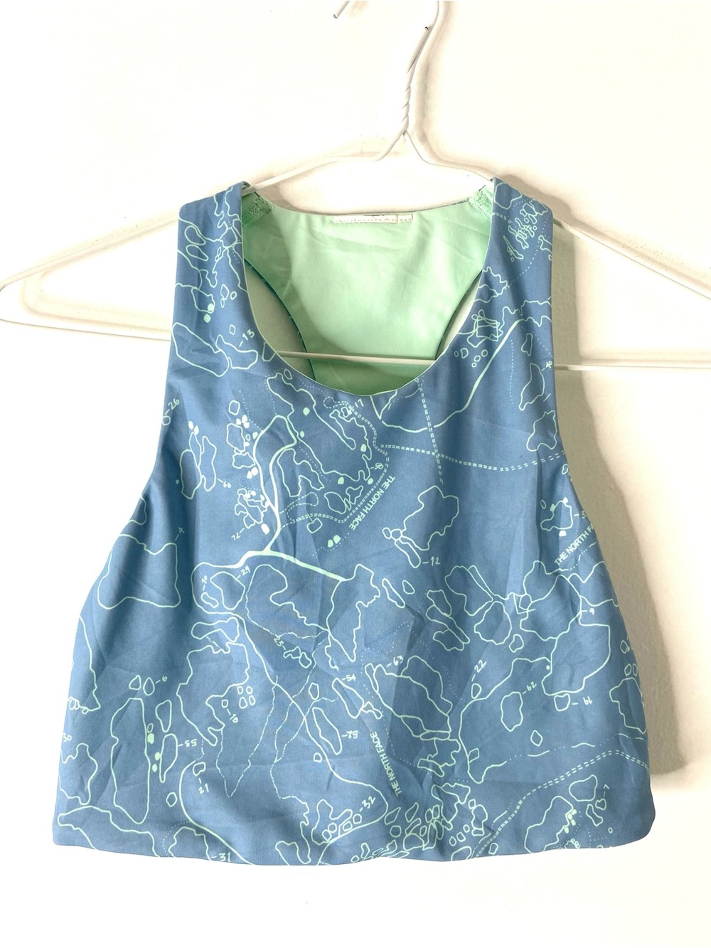 The North Face Blue & Green Print Sports Bra Lined Activewear
